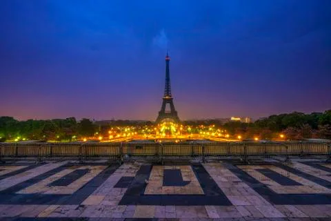 Eiffel Tower at Sunrise Stock Photos