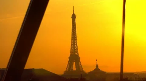 Eiffel Tower at sunset Stock Footage 12654618