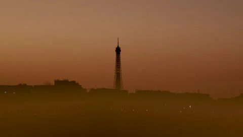 Eiffel tower at sunset Stock Footage 340201492