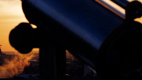 Eiffel Tower in sunset - high ground view, France, Paris Stock Footage 99318755