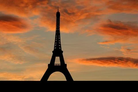 Eiffel tower at sunset Illustrazione stock