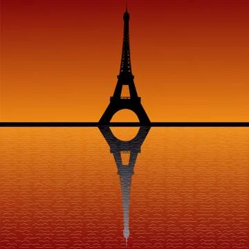 Eiffel tower at sunset Stock Illustration