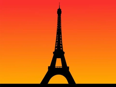 Eiffel tower at sunset Stock Illustration