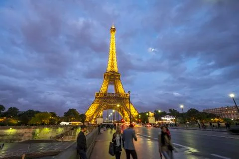 Eiffel Tower at Sunset Stock Photos