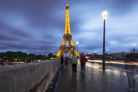 Eiffel Tower at Sunset Stock Photos