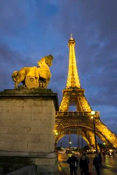 Eiffel Tower at Sunset Stock Photos