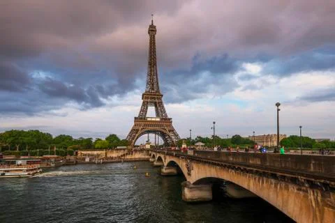 Eiffel Tower at Sunset Stock Photos
