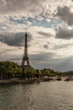 Eiffel tower at sunset. Stock Photos