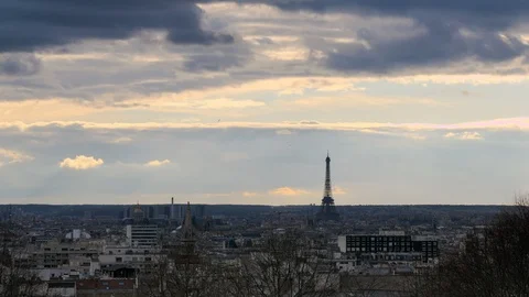 Eiffel tower sunset scenic view Stock Footage 88072650
