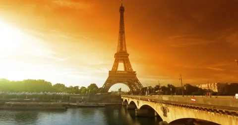 Eiffel tower, sunset time, Paris. France Stock Footage 90799018