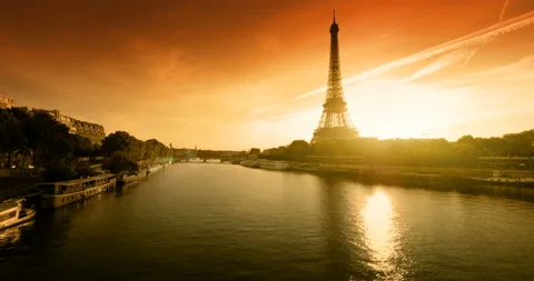 Eiffel tower, sunset time, Paris. France Video stock 91032243