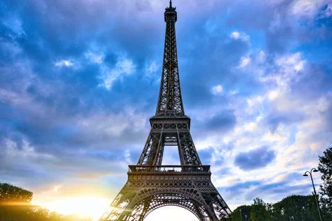 Eiffel Tower sunset view Paris France 스톡 사진
