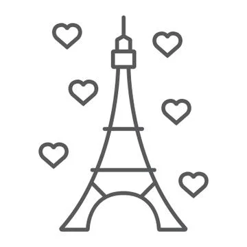 Eiffel tower thin line icon, france and paris, architecture sign, vector Stock Illustration
