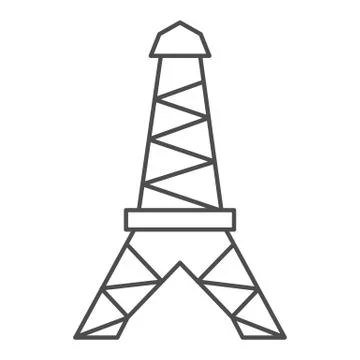 Eiffel tower thin line icon. Paris vector illustration isolated on white. French Stock Illustration