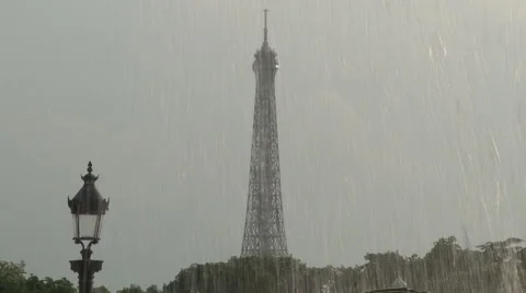 Eiffel Tower Through Fountain 2 Stock Footage 52886189