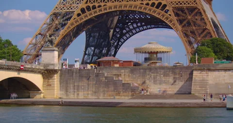 The Eiffel tower time lapse hyperlapse from waterfront at the river Seine in Stock Footage 243838703