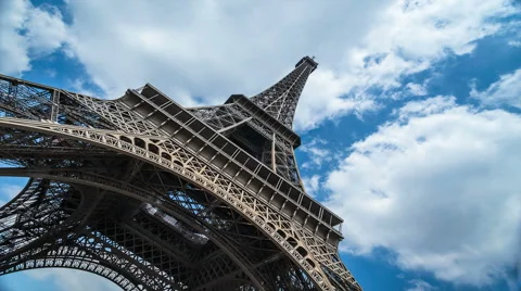 Eiffel Tower Time lapse with summer clouds brewing Stock Footage 41973489