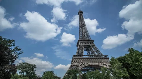 Eiffel Tower Time lapse with summer clouds brewing Stock Footage 43747171