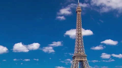 The Eiffel tower timelapse hyperlapse from bridge over the river Seine in Paris Stock Footage 236492331