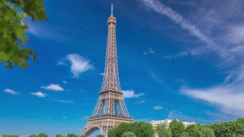 The Eiffel tower timelapse hyperlapse from waterfront at the river Seine in Stock Footage 236492504