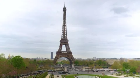 Eiffel Tower Timelapse with Traffic and People in Paris Stock Footage 332971791
