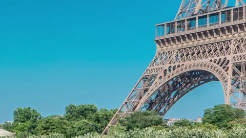 The Eiffel tower timelapse from waterfront at the river Seine in Paris Stock Footage 236496423