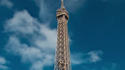 The Eiffel tower timelapse from waterfront at the river Seine in Paris Stock Footage 236496613