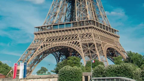 The Eiffel tower timelapse from waterfront at the river Seine in Paris Stock Footage 236496685