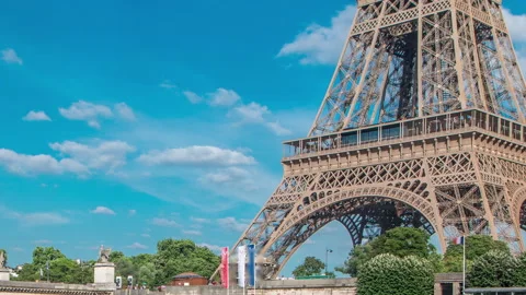 The Eiffel tower timelapse from waterfront at the river Seine in Paris Stock Footage 236496794