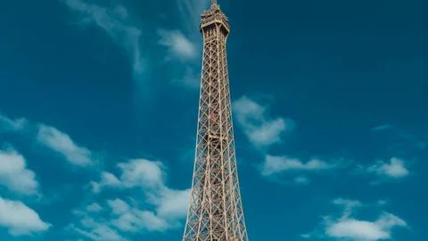 The Eiffel tower timelapse from waterfront at the river Seine in Paris Stock Photos