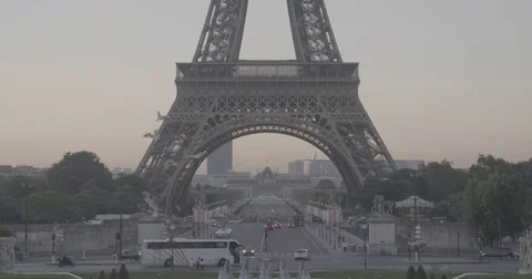 The Eiffel Tower (Tour Eiffel) at Sunrise [CU] / Paris, France - 4K Stock Footage 69726087