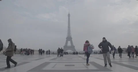 The Eiffel Tower (Tour Eiffel) - From Trocodero / Paris, France - 4K Stock Footage 72370190