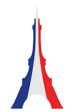 Eiffel Tower. The tower is painted in the colors of the French flag. Illustrazione stock