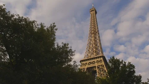 Eiffel Tower with Trees in Foreground Stock Footage 127315797