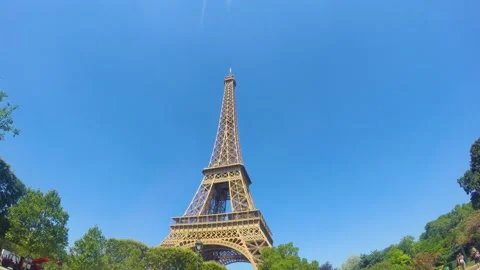 Eiffel tower under a clear sky. Paris, France Stock Footage 312009083