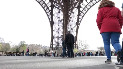 Eiffel Tower, underneath timelapse, loads of people. Stock Footage 101309378