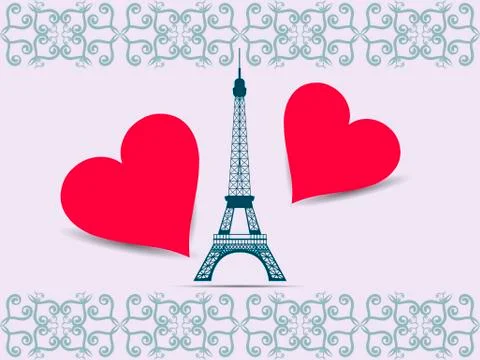 Eiffel Tower. Valentine. Postcard from the Eiffel Towe Stock Illustration