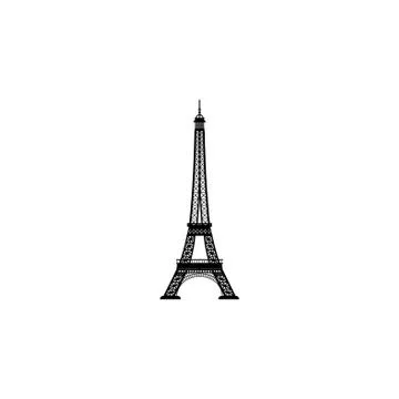 Eiffel Tower vector black on white background Stock Illustration
