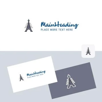 Eiffel tower vector logotype with business card template. Elegant corporate i Illustrazione stock