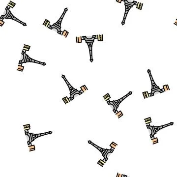 Eiffel tower vector seamless pattern Ilustração Stock
