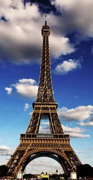 Eiffel Tower with very dark effect in Paris France Stockfoto's