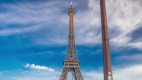 Eiffel Tower view from the Bridge of Jena timelapse hyperlapse, Paris, France Stock Footage 236506614