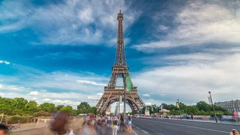 Eiffel Tower view from the Bridge of Jena timelapse hyperlapse, Paris, France Stock-Fotos