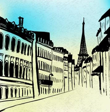 Eiffel tower view Stock-Illustration