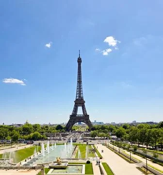 Eiffel Tower View from Place du Trocadro, Paris Stock Photos