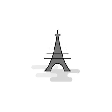 Eiffel tower Web Icon. Flat Line Filled Gray Icon Vector Illustrazione stock