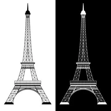 Eiffel tower on white and black イラスト素材