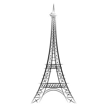 Eiffel tower on white Stock Illustration