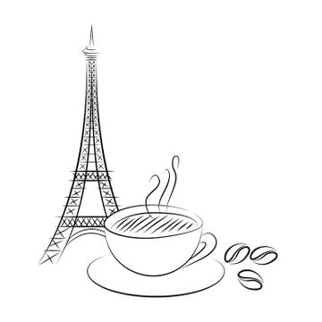 Eiffel tower on white 스톡 일러스트