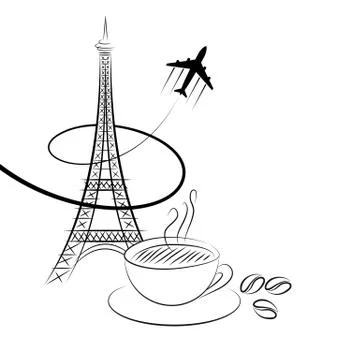 Eiffel tower on white Illustrazione stock